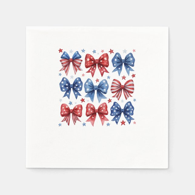 Serviette En Papier Drapeau américain Coquette Coquette Bow 4 juillet  (Devant)