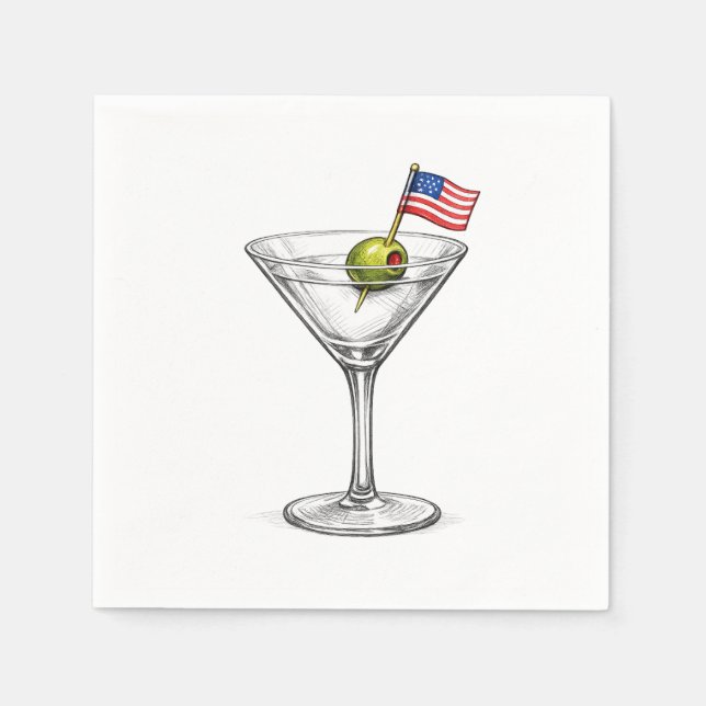Serviette En Papier Drapeau Américain dans un Martini (Devant)