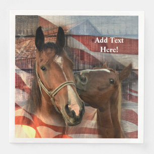 Serviette En Papier Drapeau Américain de Grange Rustique de Cheval