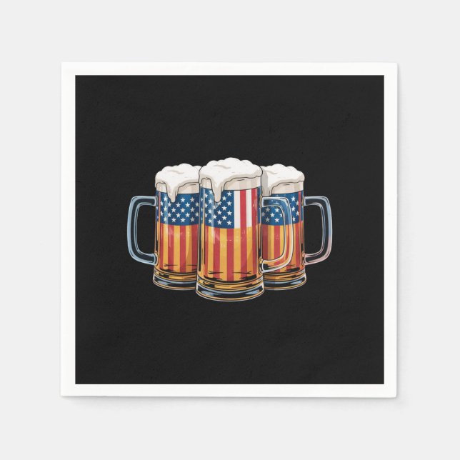 Serviette En Papier Drapeau américain de la bière 4 juillet Merica Boi (Devant)