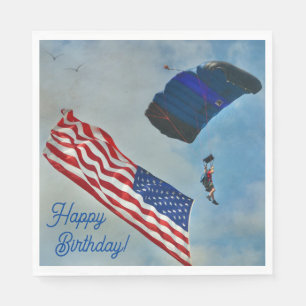 Serviette En Papier Drapeau américain de saut en parachute