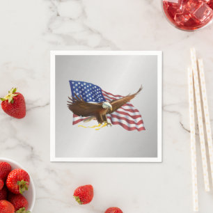 Serviette En Papier Drapeau américain et aigle argenté