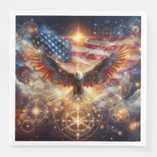 Serviette En Papier Drapeau américain - Étoiles et rayures - Aigle cha