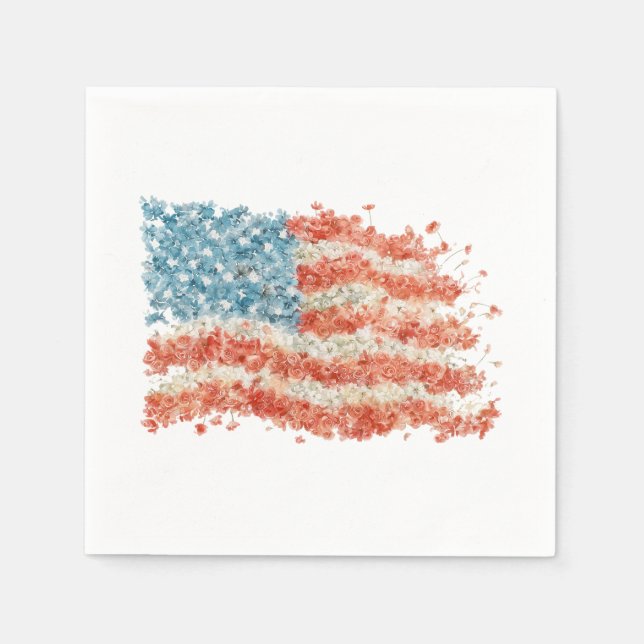 Serviette En Papier Drapeau américain floral USA (Devant)