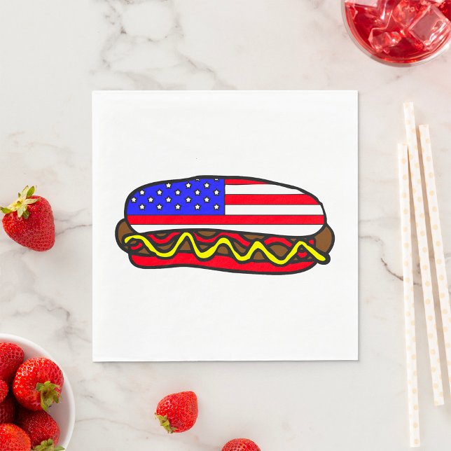 Serviette En Papier Drapeau américain patriotique Hot Dog (Créateur téléchargé)