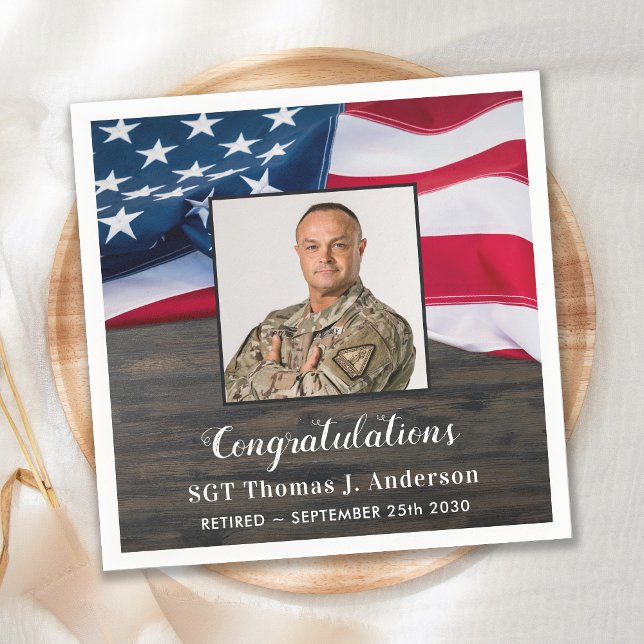 Serviette En Papier Drapeau américain patriotique retraite militaire (Créateur téléchargé)