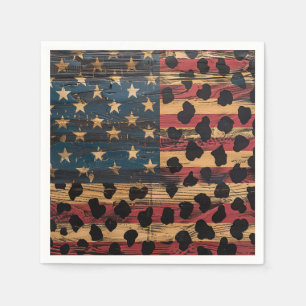 Serviette En Papier Drapeau américain rustique imprimé léopard (4)