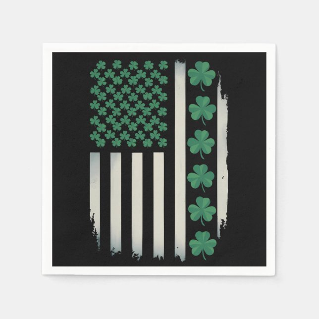 Serviette En Papier Drapeau américain Shamrocks St Patricks Day Americ (Devant)