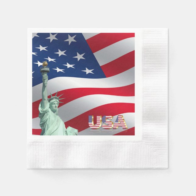 Serviette En Papier Drapeau américain Statue Liberty (Devant)