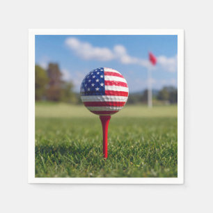Serviette En Papier Drapeau américain sur un ballon de golf