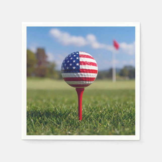 Serviette En Papier Drapeau américain sur un ballon de golf (Devant)