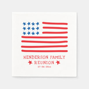 Serviette En Papier Drapeau américain tiré à la main - Réunion de fami