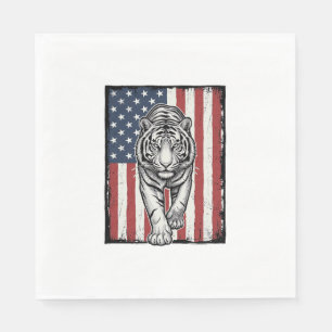 Serviette En Papier Drapeau américain vintage gravé Tigre Design patri