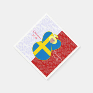 Serviette En Papier Drapeau ange suédois sur fond rouge et blanc perso