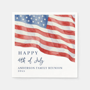 Serviette En Papier Drapeau aquarelle moderne USA Fête du 4 juillet
