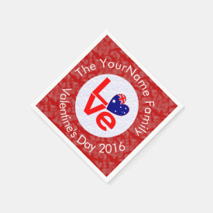 Serviette En Papier Drapeau Australien Cœur AMOUR Rouge Texte Personna