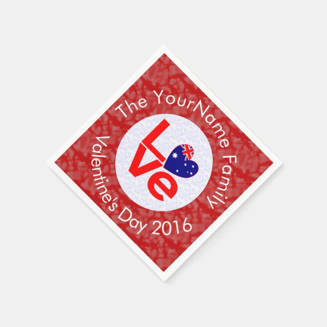 Serviette En Papier Drapeau australien Coeur rouge AMOUR (Coin)