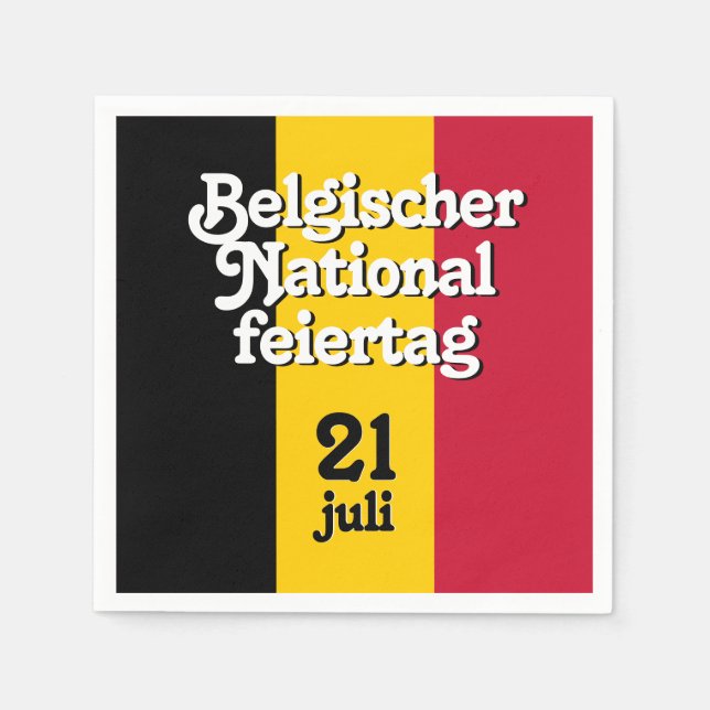 Serviette En Papier Drapeau belge allemand Belgischer (Devant)