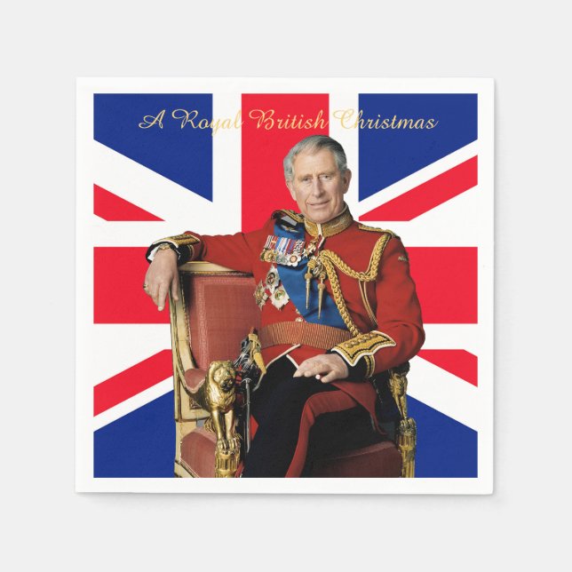 Serviette En Papier Drapeau britannique King Charles III Salutation de (Devant)
