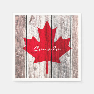 Serviette En Papier Drapeau canadien de feuille d'érable rouge