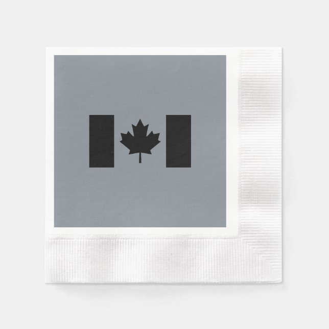 Serviette En Papier Drapeau canadien en noir (Devant)