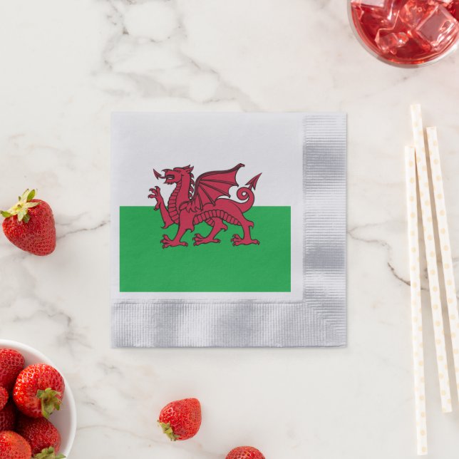 Serviette En Papier Drapeau celtique du Dragon rouge du Pays de Galles (En situation)