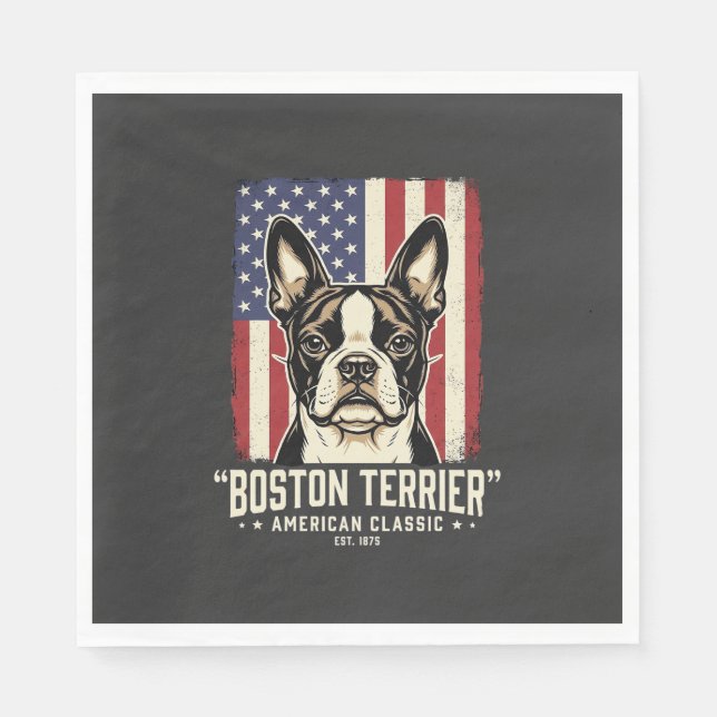 Serviette En Papier Drapeau Classique Américain Boston Terrier (Devant)