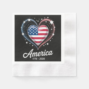 Serviette En Papier Drapeau Cœur 1776 2026 4 juillet 250e anniversaire