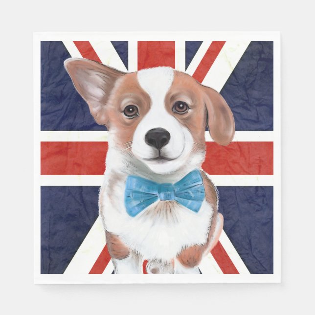 Serviette En Papier Drapeau Corgi Et Anglais (Devant)