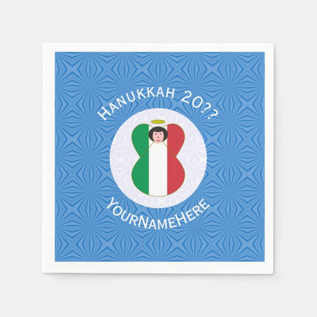 Serviette En Papier Drapeau d'ange italien pour Hanukkah (Devant)