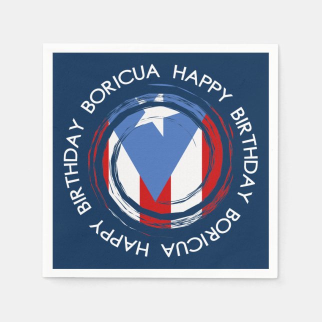 Serviette En Papier Drapeau d'anniversaire de Porto Rico (Devant)