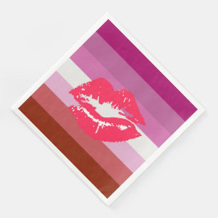 Serviette En Papier Drapeau de fierté lesbienne au rouge à lèvres