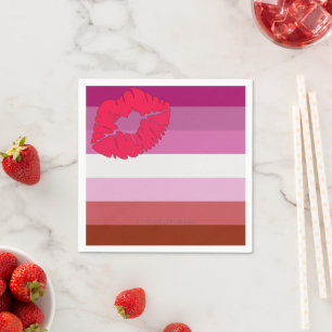 Serviette En Papier Drapeau de fierté lesbienne au rouge à lèvres Slip
