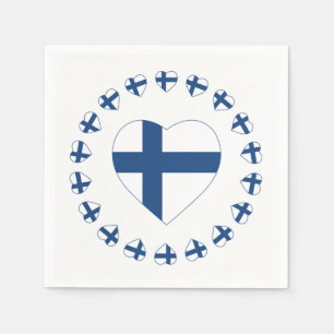 SERVIETTE EN PAPIER DRAPEAU DE FORME DE COEUR DE SUOMI FINLANDE