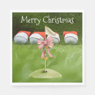 Serviette En Papier Drapeau de golf Noël avec beaucoup de golfeur Ball