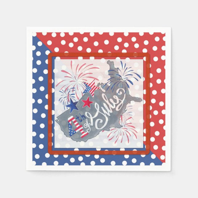 Serviette En Papier Drapeau de la carte Patriotique 4 juillet Amérique (Devant)