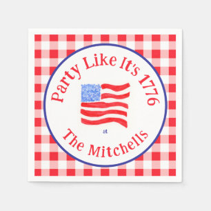 Serviette En Papier Drapeau de la fête du 4 juillet USA 1776 bleu roug