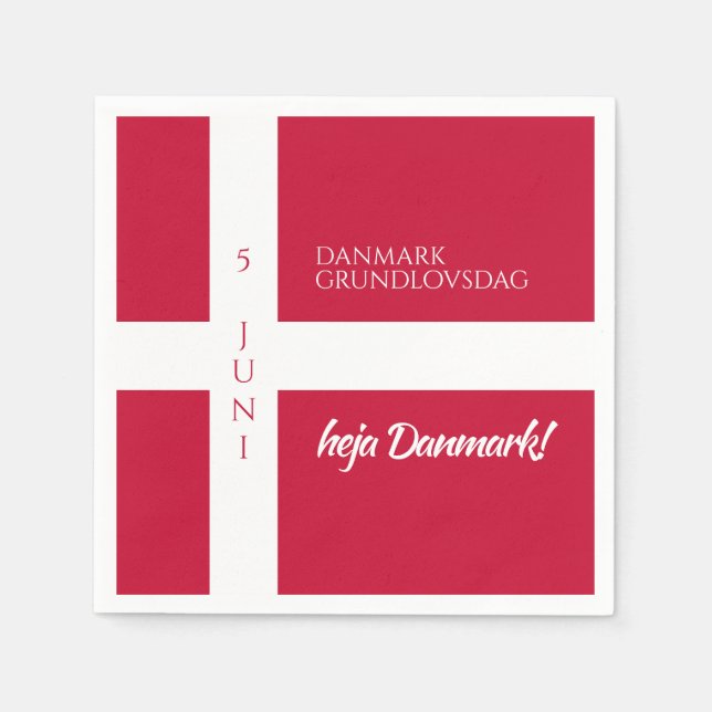 Serviette En Papier Drapeau de la fête nationale danoise Danmark Grund (Devant)