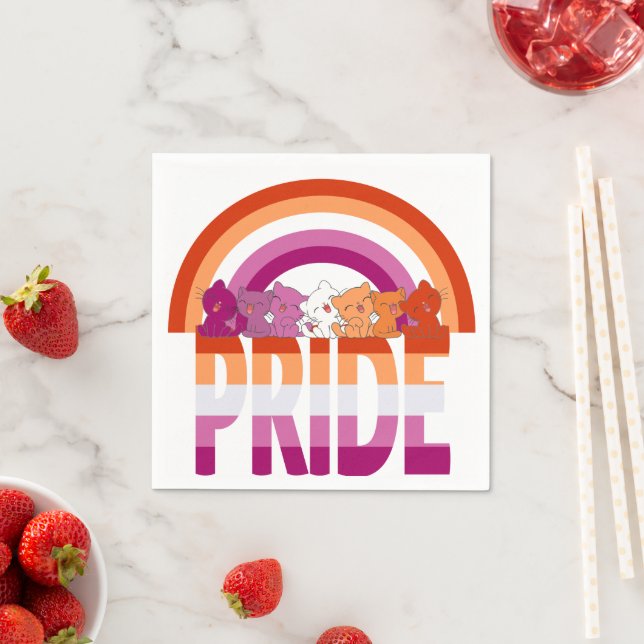 Serviette En Papier Drapeau de la fierté des chats lesbiennes (En situation)