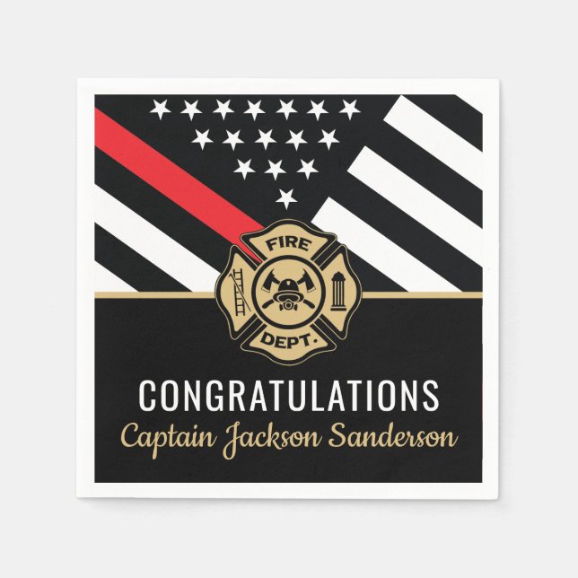 Serviette En Papier Drapeau de la ligne rouge des pompiers (Devant)