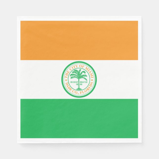 Serviette En Papier Drapeau de la ville de Miami (Floride) (Devant)