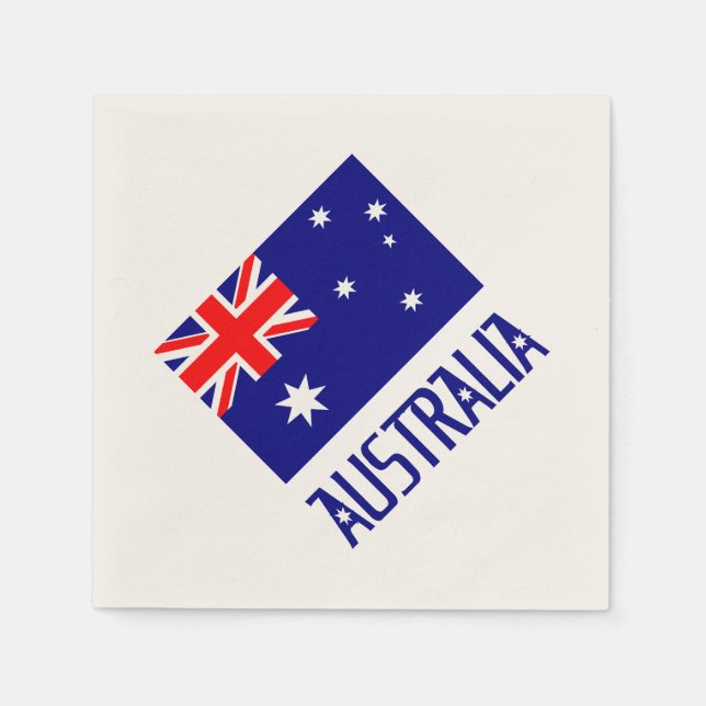 Serviette En Papier Drapeau de l'Australie et mot (Devant)