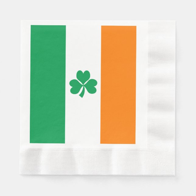 Serviette En Papier Drapeau de l'Irlande Shamrock (Devant)