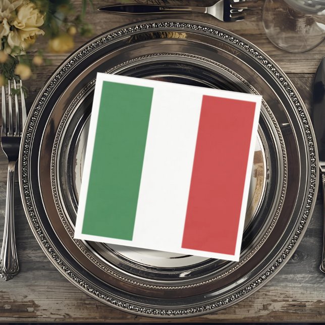 Serviette En Papier Drapeau de l'Italie - Italien  (Flag of Italy Napkin for Italian Dinner Parties and Celebrations)