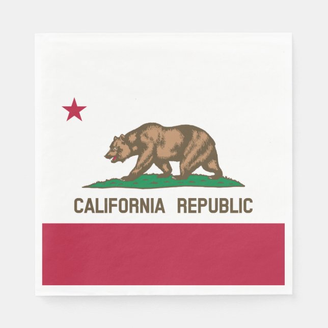 Serviette En Papier Drapeau de l'ours de Californie : État de Cali Gol (Devant)