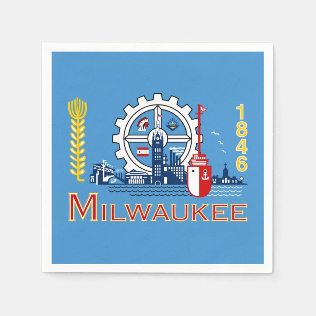 Serviette En Papier Drapeau de Milwaukee, Wisconsin Napkins (Devant)