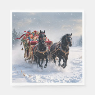 Serviette En Papier Drapeau De Noël Rempli De Cadeaux