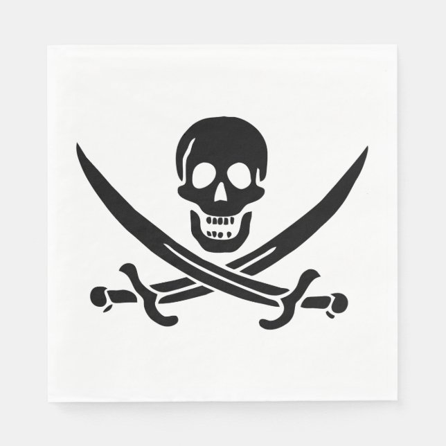 Serviette En Papier Drapeau de pirate Crâne croisé épées (Devant)