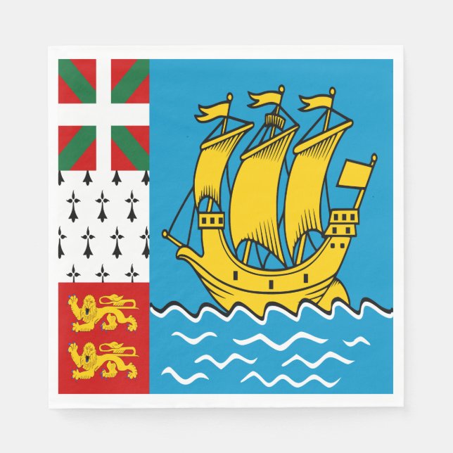Serviette En Papier Drapeau de Saint-Pierre-et-Miquelon (Devant)
