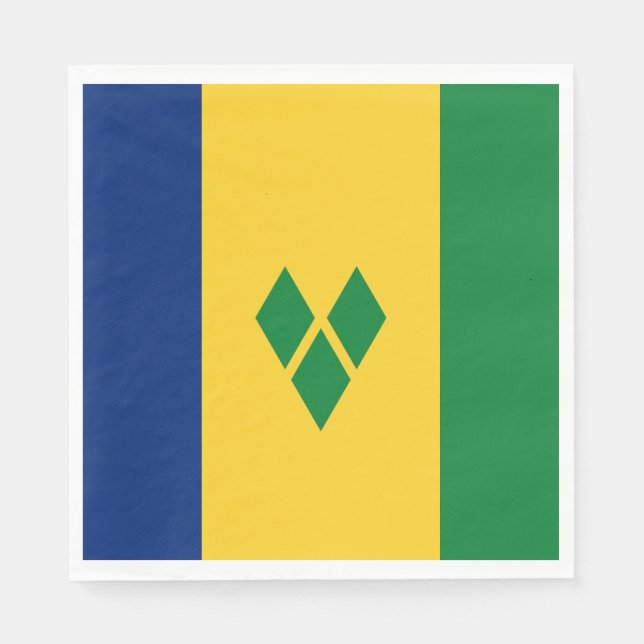 Serviette En Papier Drapeau de Saint-Vincent (Devant)